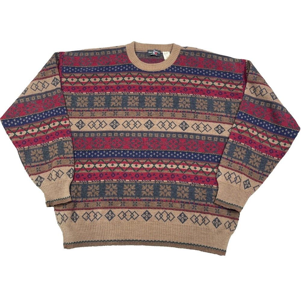Vintage Italian Sweater Co Sweater Men XL Wool‎ Blend Fair Isle Nordic Grandpa *